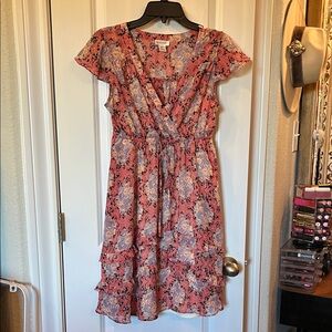 Motherhood Coral Floral Midi Dress